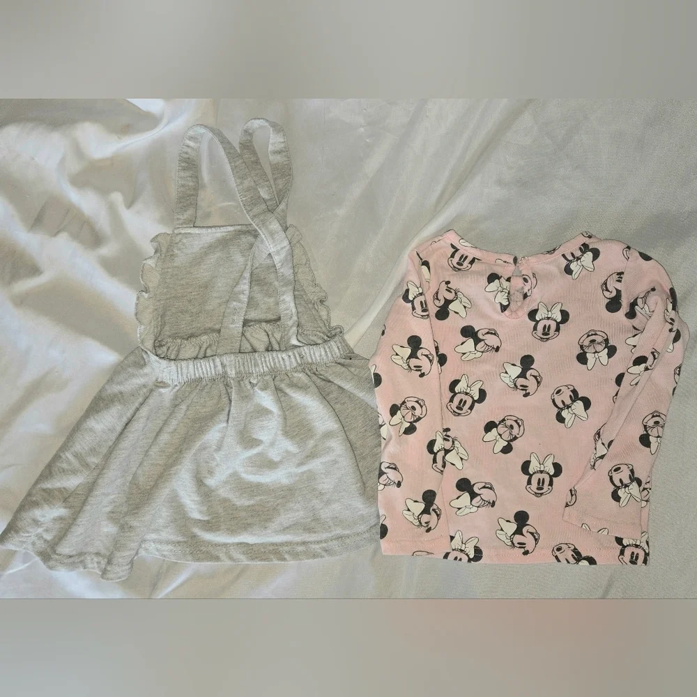 Disney Gray and Pink Minnie Mouse Kids Matching Set Baby Girl 18-24 Months